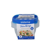 Square Take Along Food Conatiner Bowls (Pack of 4)