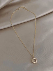 Shein - Rhinestone Charm Necklace Metal- Gold