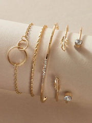 Shein - 5pcs Rhinestone Decor Leaf Design Bracelet