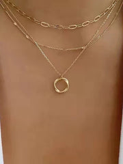 Shein- Layered chain wrapped circular necklace