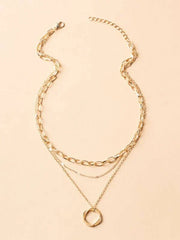 Shein- Layered chain wrapped circular necklace