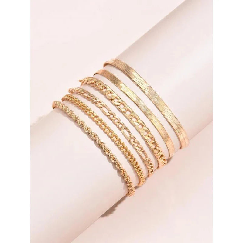 Shein Simple Chain Bracelet, 6 Pieces