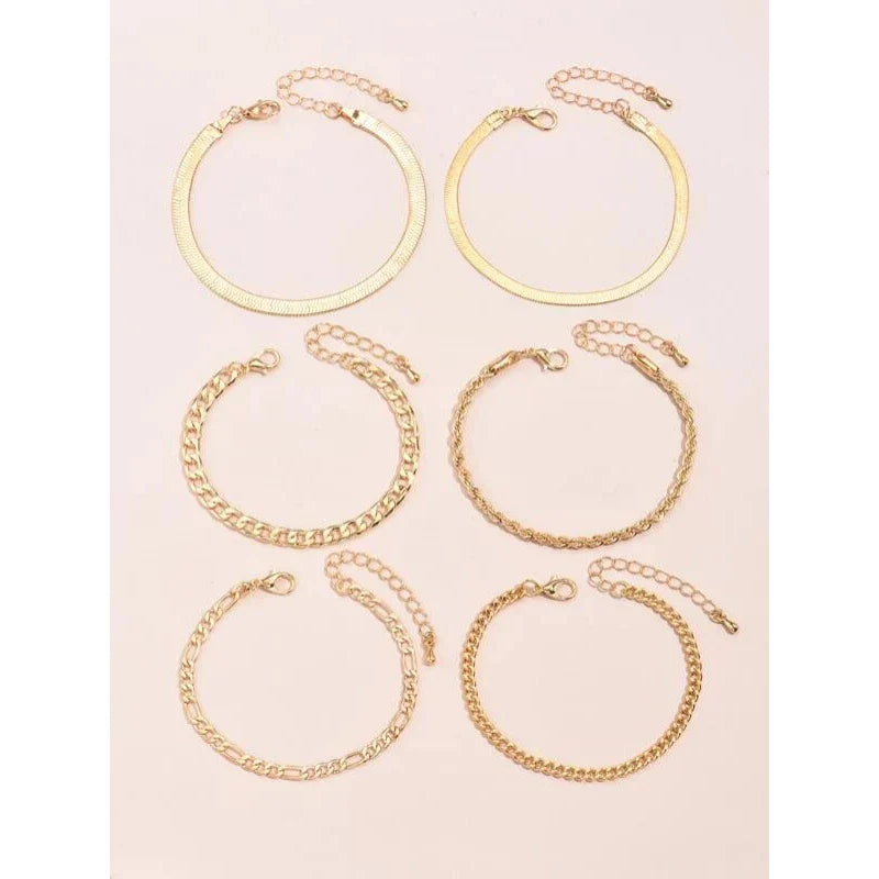 Shein Simple Chain Bracelet, 6 Pieces
