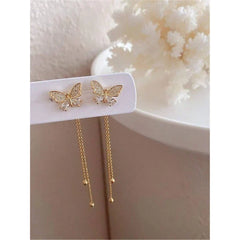 Butterfly Decor Tassel Drop Earrings
