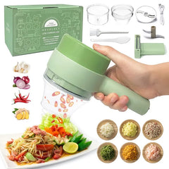 4 in 1 Handheld Electric Vegetable Cutter Set, Food Processor for Garlic Pepper Chili Onion Celery Ginger Meat with Brush