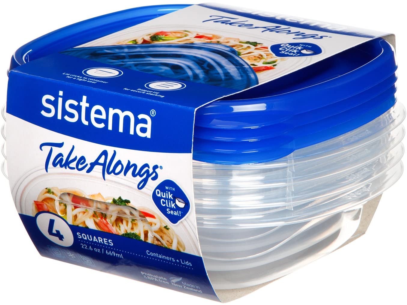 Square Take Along Food Conatiner Bowls (Pack of 4)