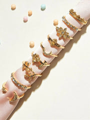 SHEIN ROMWE 9pcs Rhinestone Decor Moon Rings