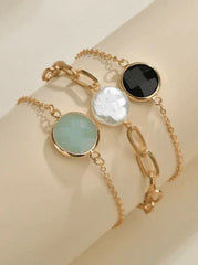 Shein - 3Pcs Round Decor Bracelet