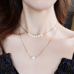 Shein Faux Pearl Twin Layer Necklace